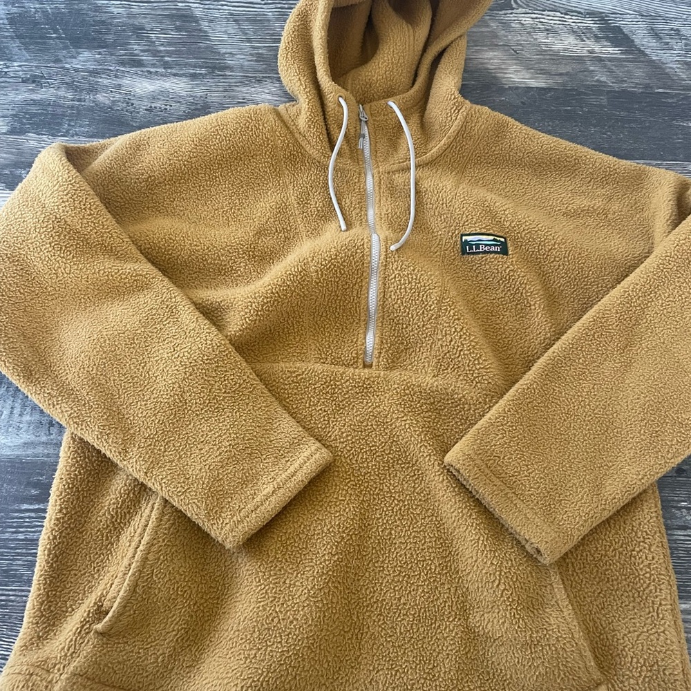 L.L Bean Katahdin Fleece Half-Zip Hoodie Gold